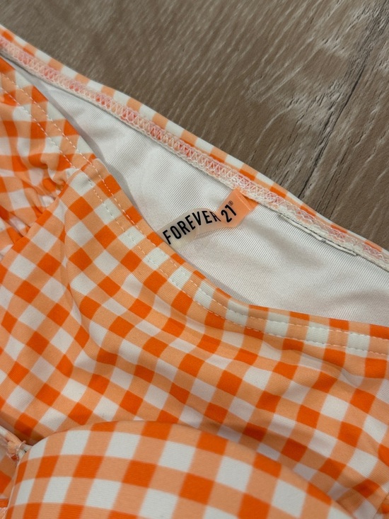 Orange Gingham High-Waisted Bikini Set - Picture 4 of 5